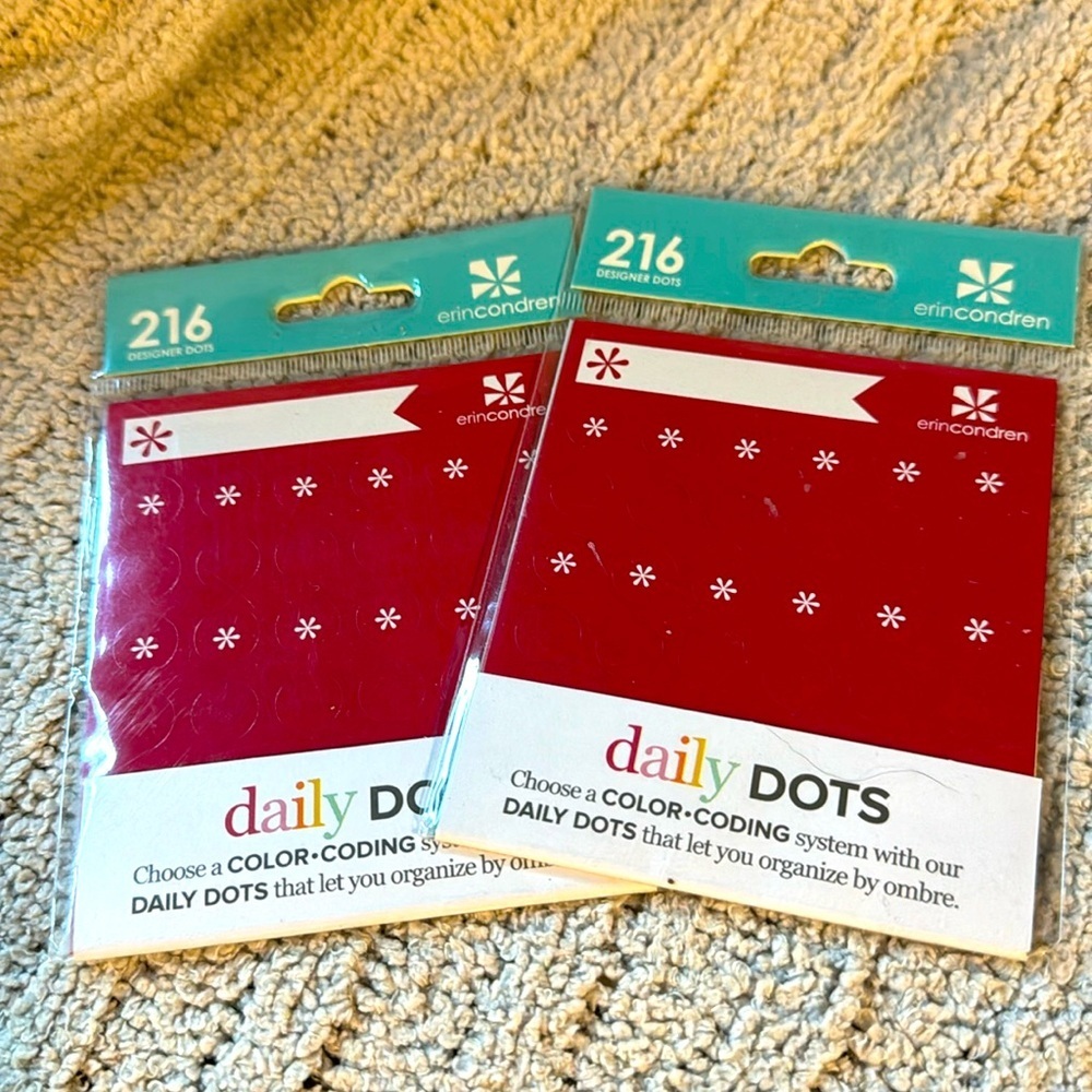 Erin Condren 2 pkgs of NEW “daily Dots” - 216 Designer Dots Each pkg